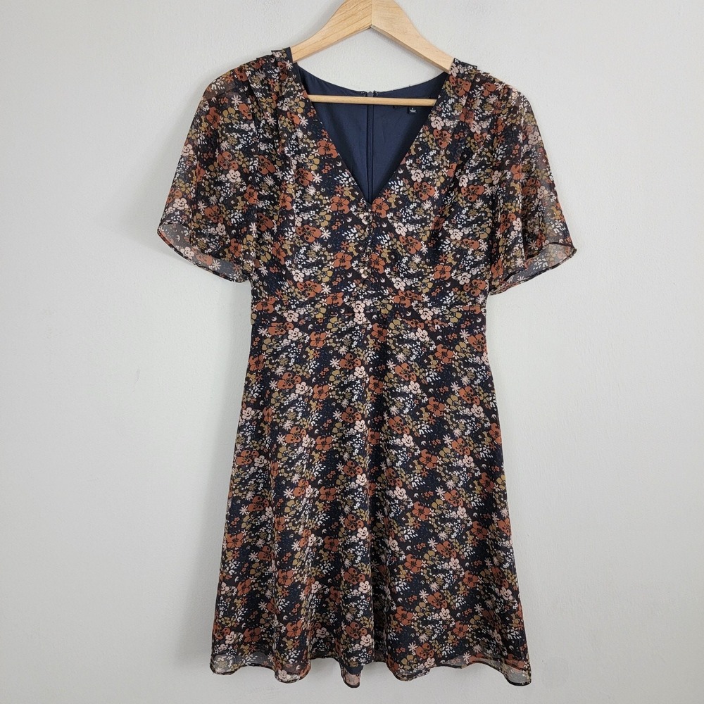Madewell Orchard Flutter Sleeve Dress Womens 2 Prairie Blossom Multicolor VNeck